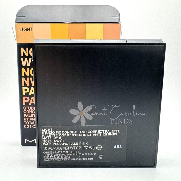 Mac Studio Fix Conceal & Correct Palette LIGHT 0.21 Oz. / 6 g NC15 W10 NC20 NW20 - Picture 3 of 4